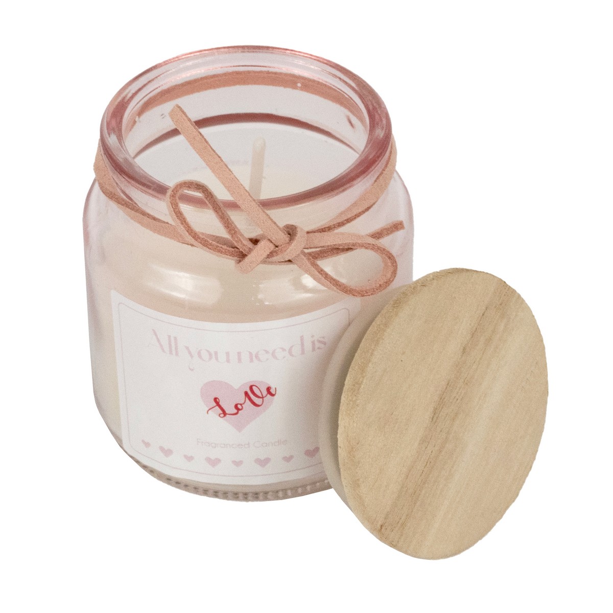 Свеча в банке с крышкой (стекло), H7,5xD6см, розовый в интернет-магазине флористических аксессуаров Азалия Декор