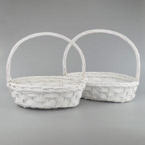 Набор корзин плетеных 2шт. (ива), 41x36x12xH36см, белый в интернет-магазине флористических аксессуаров Азалия Декор