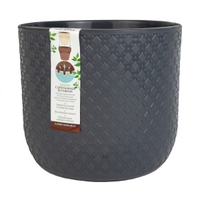 Кашпо Клевер со вставкой (пластик), D17,5xH16см, 3,2л, антрацитовый в интернет-магазине флористических аксессуаров Азалия Декор