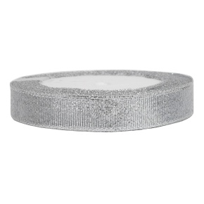 Лента декоративная (полиэстер), 15 мм 22 м, серебряный в интернет-магазине флористических аксессуаров Азалия Декор