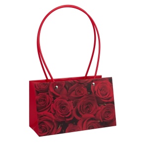 Пакет для цветов водостойкий Розы (крафт), 22х11х14см (в уп. 10шт.), красный в интернет-магазине флористических аксессуаров Азалия Декор