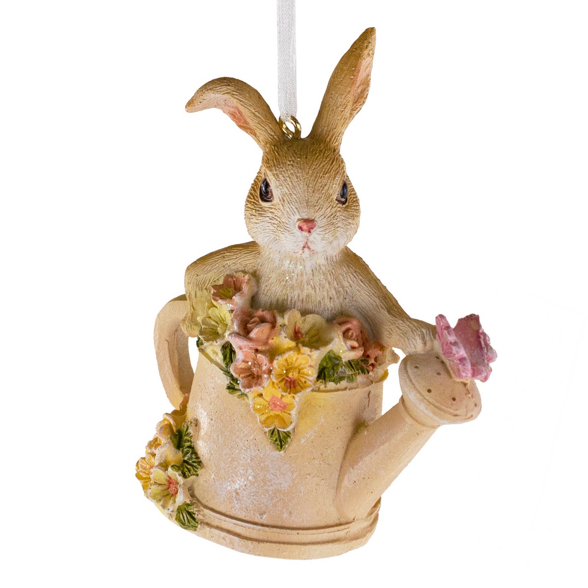 Украшение подвесное Кролик в лейке (полирезин), H9,5x8,5х4см, цв. в асс. в интернет-магазине флористических аксессуаров Азалия Декор