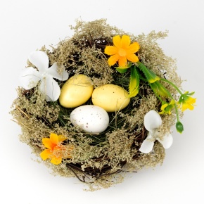 Гнездо с яйцами, D15xH8см, желтый в интернет-магазине флористических аксессуаров Азалия Декор