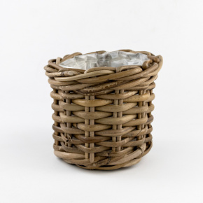 Кашпо плетеное (ротанг), D17хH15см, серый в интернет-магазине флористических аксессуаров Азалия Декор