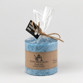 Свеча-столбик Бирмингем (30 часов, пальмовый воск), D7xH7см, голубой в интернет-магазине флористических аксессуаров Азалия Декор