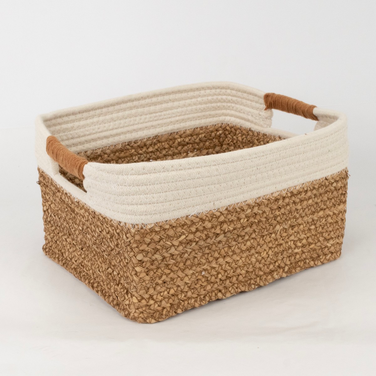Набор ящиков плетеных 3шт. (растительный материал/джут), 35х30хH21см, натуральный/белый в интернет-магазине флористических аксессуаров Азалия Декор