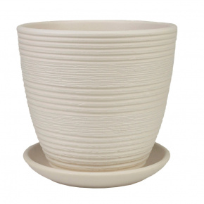 Цв. горшок с поддоном Халва (керамика), D15xH13,5см, 1,4л, белый в интернет-магазине флористических аксессуаров Азалия Декор