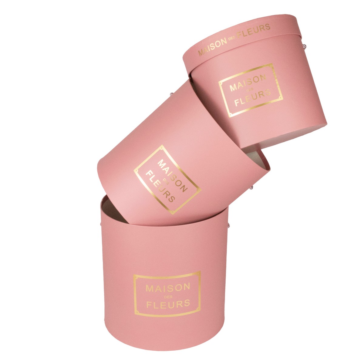 Набор коробок подарочных круглых 3шт., D24xH24см, розовый в интернет-магазине флористических аксессуаров Азалия Декор