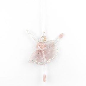 Украшение подвесное Балерина (пластик), 13х9см, розовый в интернет-магазине флористических аксессуаров Азалия Декор