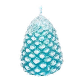 Свеча Шишка (8 часов), D6xH8см, голубой в интернет-магазине флористических аксессуаров Азалия Декор