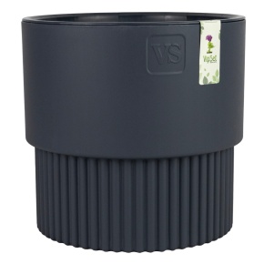 Кашпо со вставкой Бостон (пластик), D19xH18см, 4,5л, антрацит в интернет-магазине флористических аксессуаров Азалия Декор