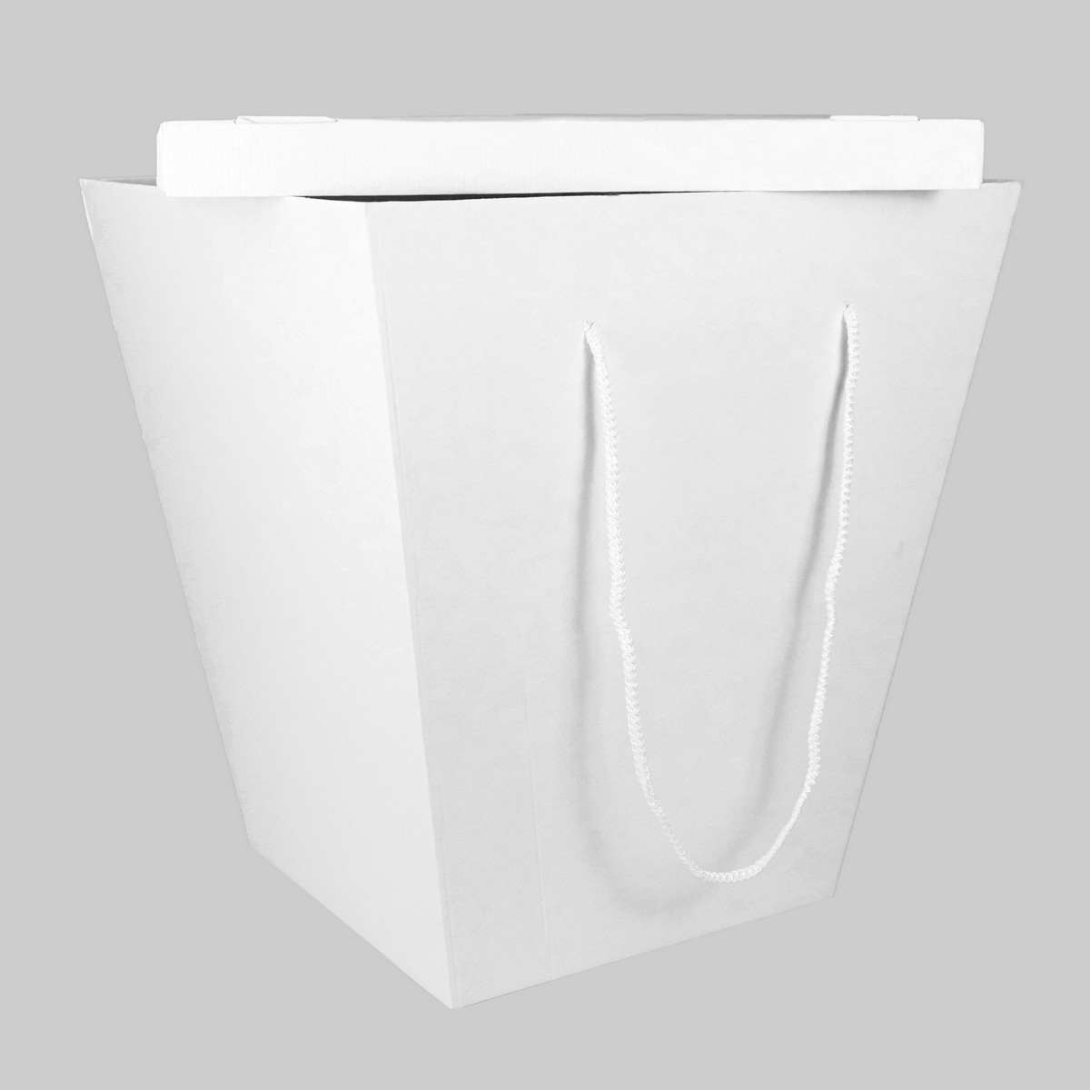 Коробка для букета 32х50х55см, с крышкой, белый, (в уп. 10 шт.) в интернет-магазине флористических аксессуаров Азалия Декор