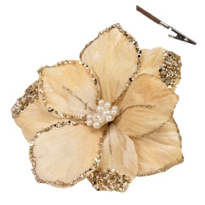 Магнолия на прищепке, D20см, золотой в интернет-магазине флористических аксессуаров Азалия Декор