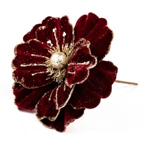 Магнолия с глиттером на вставке, D22см, красный в интернет-магазине флористических аксессуаров Азалия Декор