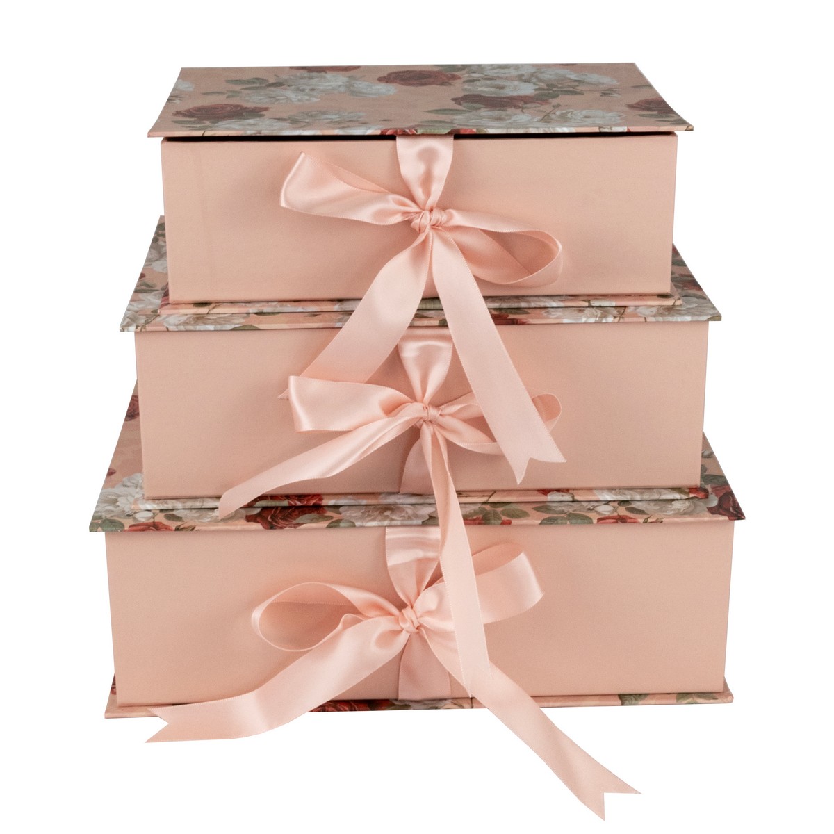 Набор коробок подарочных Книга 3шт., 30,3x21,5xH10,2см, розовый/белый в интернет-магазине флористических аксессуаров Азалия Декор