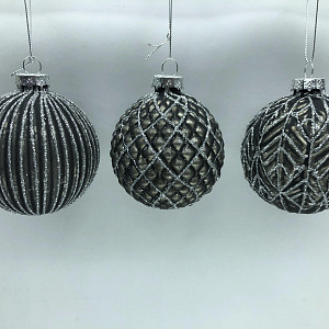 Украшение Шар (стекло), D8см, серый в интернет-магазине флористических аксессуаров Азалия Декор