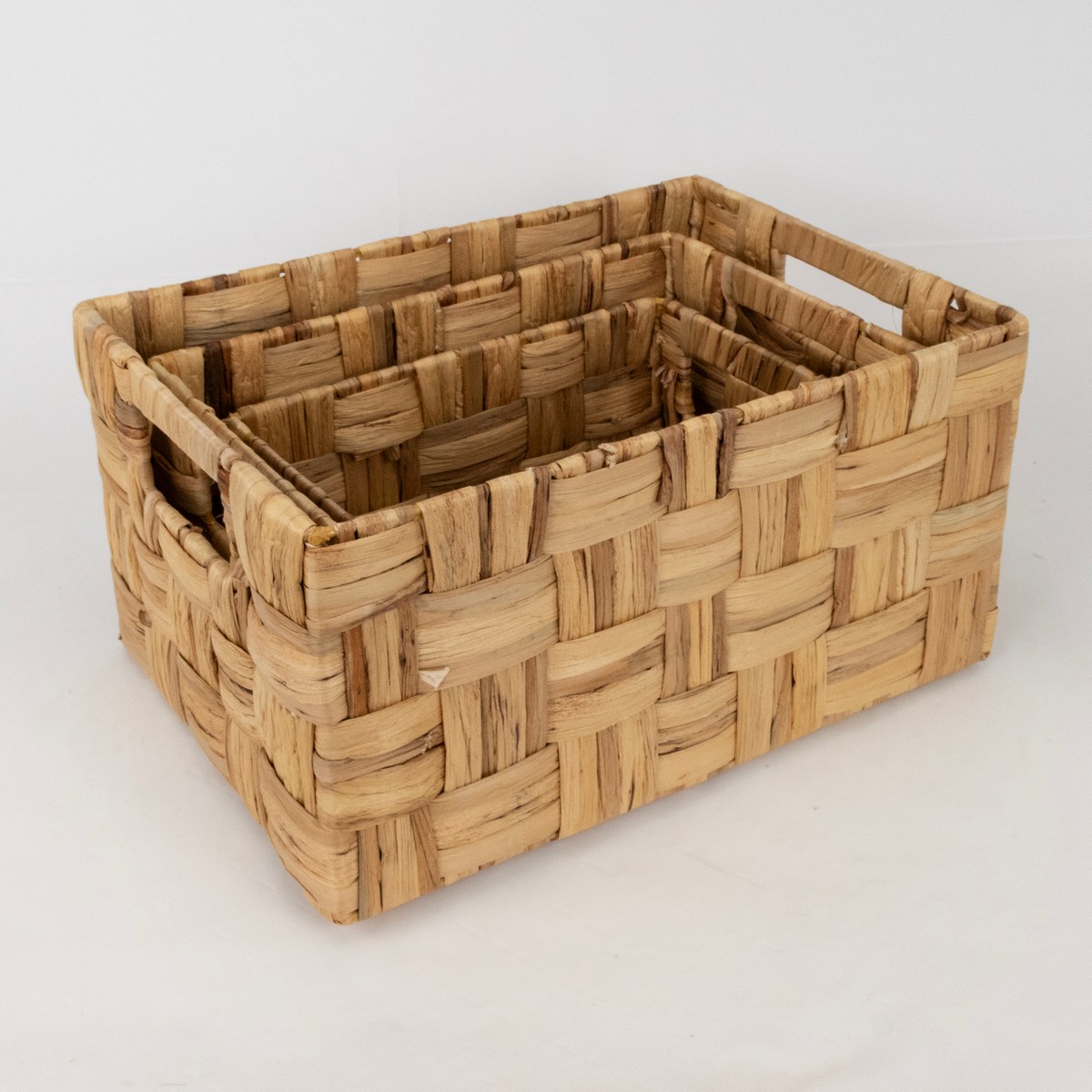 Набор ящиков плетеных 3шт. (растительный материал), 35х25xH18см, натуральный в интернет-магазине флористических аксессуаров Азалия Декор