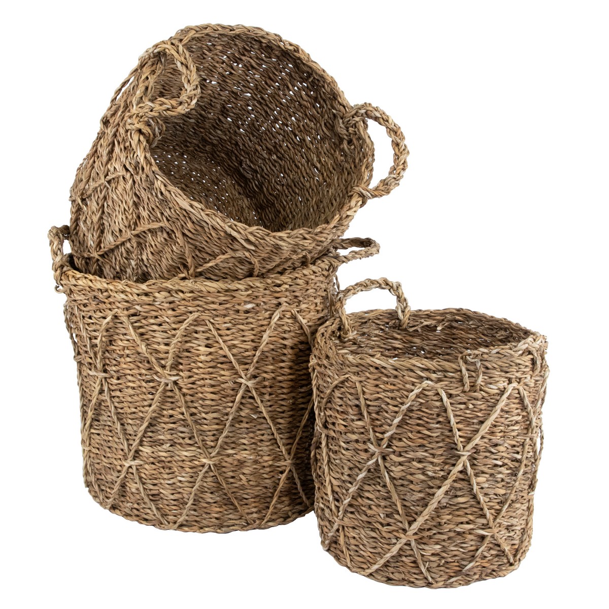 Набор корзин плетеных 3шт. (растительный материал), D37xH30см, натуральный в интернет-магазине флористических аксессуаров Азалия Декор
