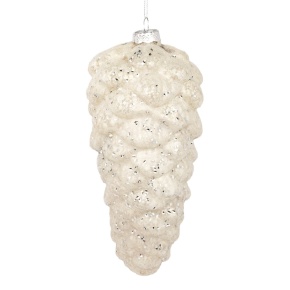 Украшение подвесное Шишка (стекло), Н18х9см, серебряный в интернет-магазине флористических аксессуаров Азалия Декор