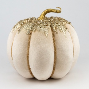 Сувенир Тыква (пенопласт/текстиль), H20хD20см, кремовый в интернет-магазине флористических аксессуаров Азалия Декор