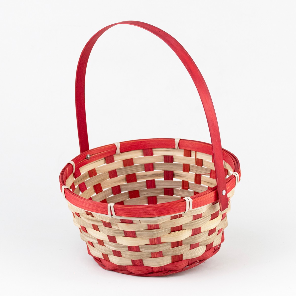 Корзина плетеная (бамбук), D21хH24 см, красный в интернет-магазине флористических аксессуаров Азалия Декор