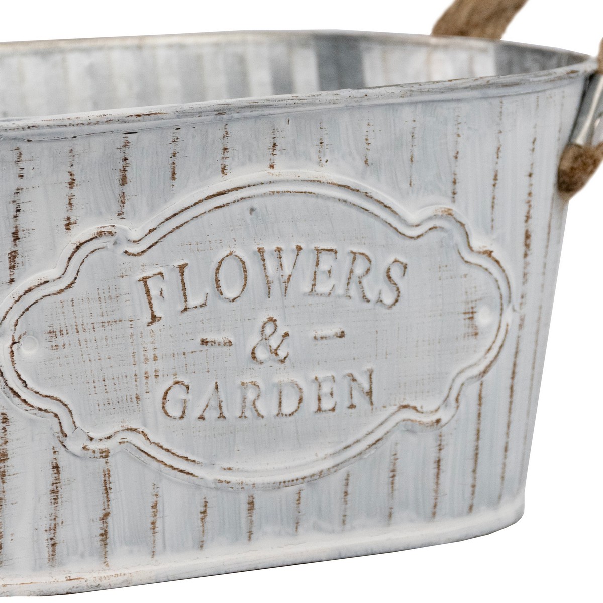 Кашпо с ручками (металл), 24x14хH11см, белый в интернет-магазине флористических аксессуаров Азалия Декор