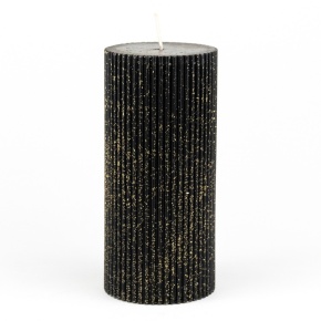 Свеча-столбик ребристая, H13xD7см, черный в интернет-магазине флористических аксессуаров Азалия Декор