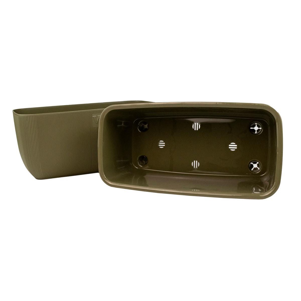 Ящик балконный со вставкой Фабио (пластик), 38х19xH17см, 9,5л, зеленый в интернет-магазине флористических аксессуаров Азалия Декор