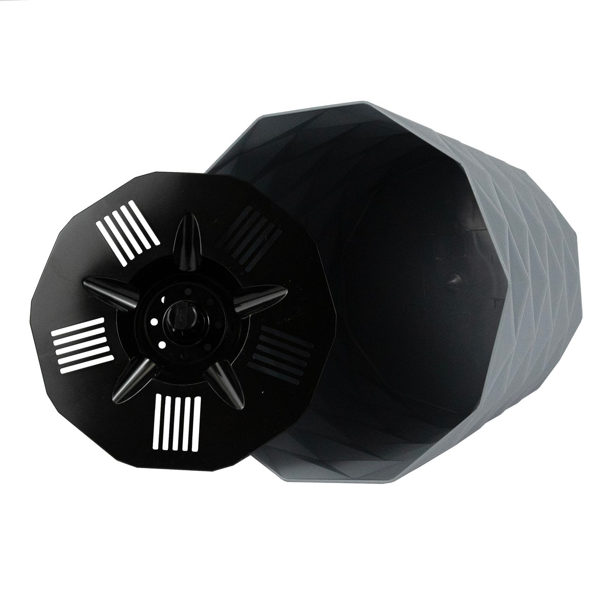 Кашпо Диамант (пластик), D16,5xH17,5см, 3л, серый в интернет-магазине флористических аксессуаров Азалия Декор