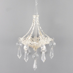 Украшение подвесное Люстра (стекло), H20x10см, серебряный в интернет-магазине флористических аксессуаров Азалия Декор