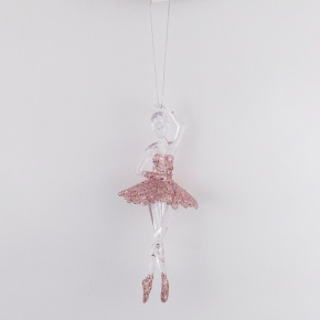 Украшение подвесное Балерина (пластик), 17х7см, прозрачн./роз. в интернет-магазине флористических аксессуаров Азалия Декор