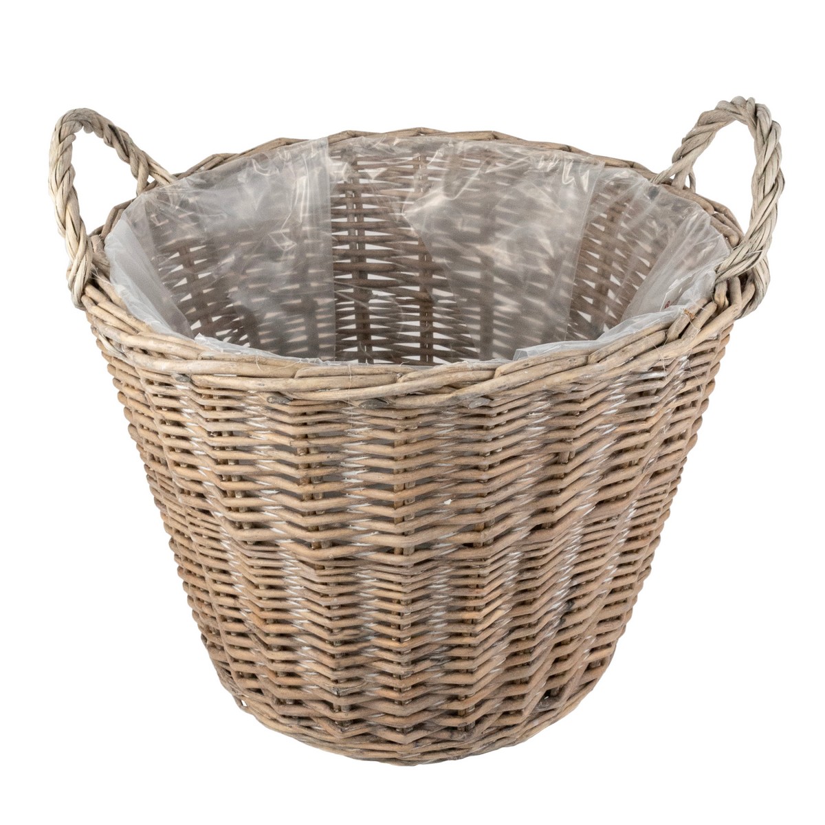 Кашпо плетеное с ручками (ива), D38xH29см, серый в интернет-магазине флористических аксессуаров Азалия Декор