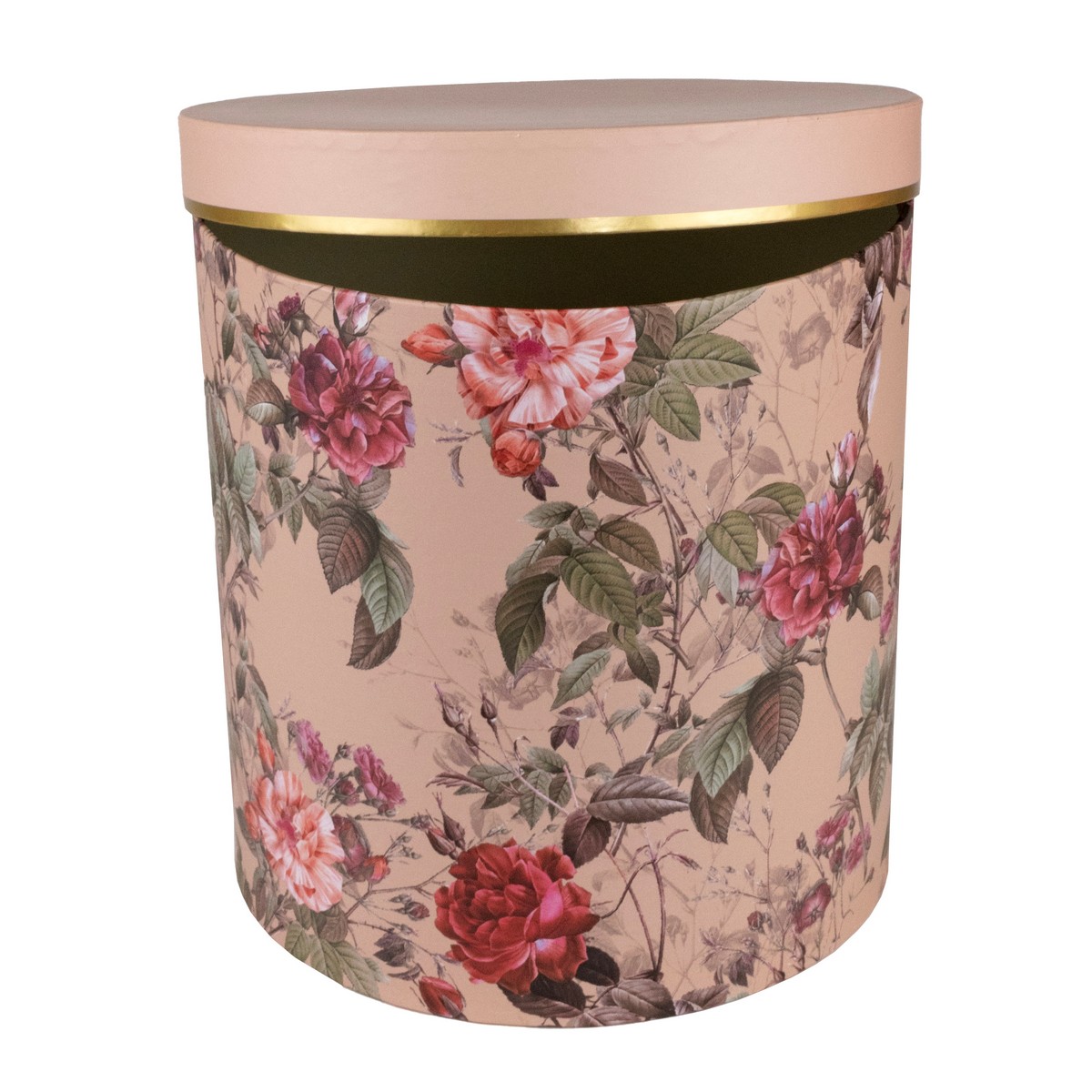Набор коробок круглых Цветы 3шт, D24хH23,5см, розовый в интернет-магазине флористических аксессуаров Азалия Декор
