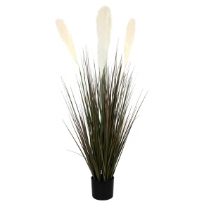 Пампасная трава в кашпо, 122см, кремовый/зеленый в интернет-магазине флористических аксессуаров Азалия Декор