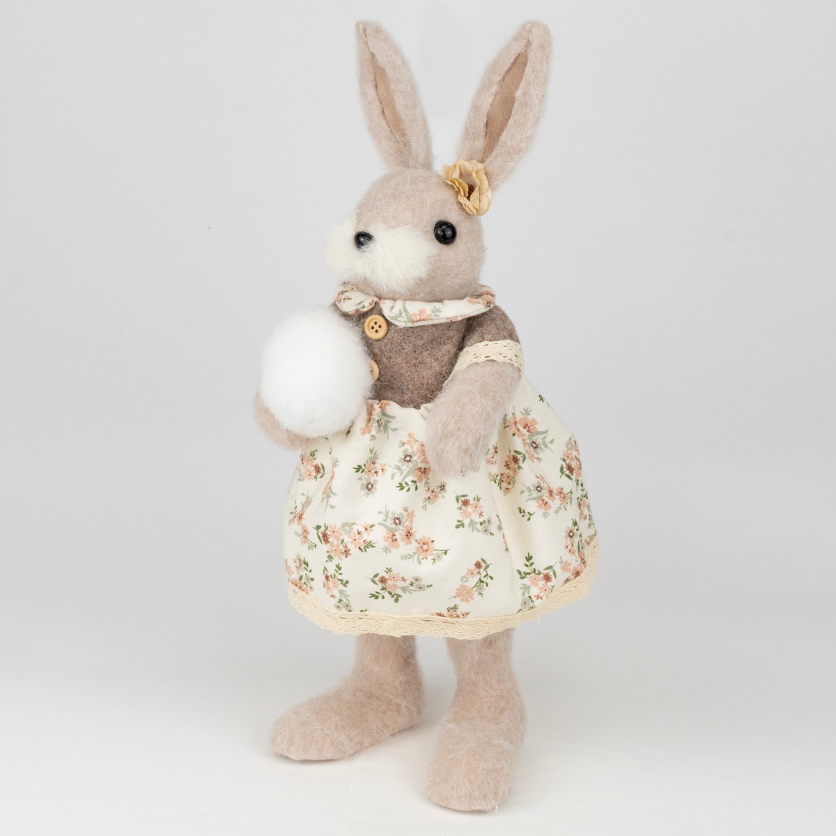 Сувенир Заяц (пенопласт/текстиль), H40x11х14см, кремовый в интернет-магазине флористических аксессуаров Азалия Декор