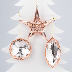 Украшение подвесное Бриллиант (пластик) , 13х7х4см, в асс., розовое золото в интернет-магазине флористических аксессуаров Азалия Декор