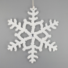 Украшение подвесное Снежинка заснеженная (пластик), 26х26см, белый в интернет-магазине флористических аксессуаров Азалия Декор
