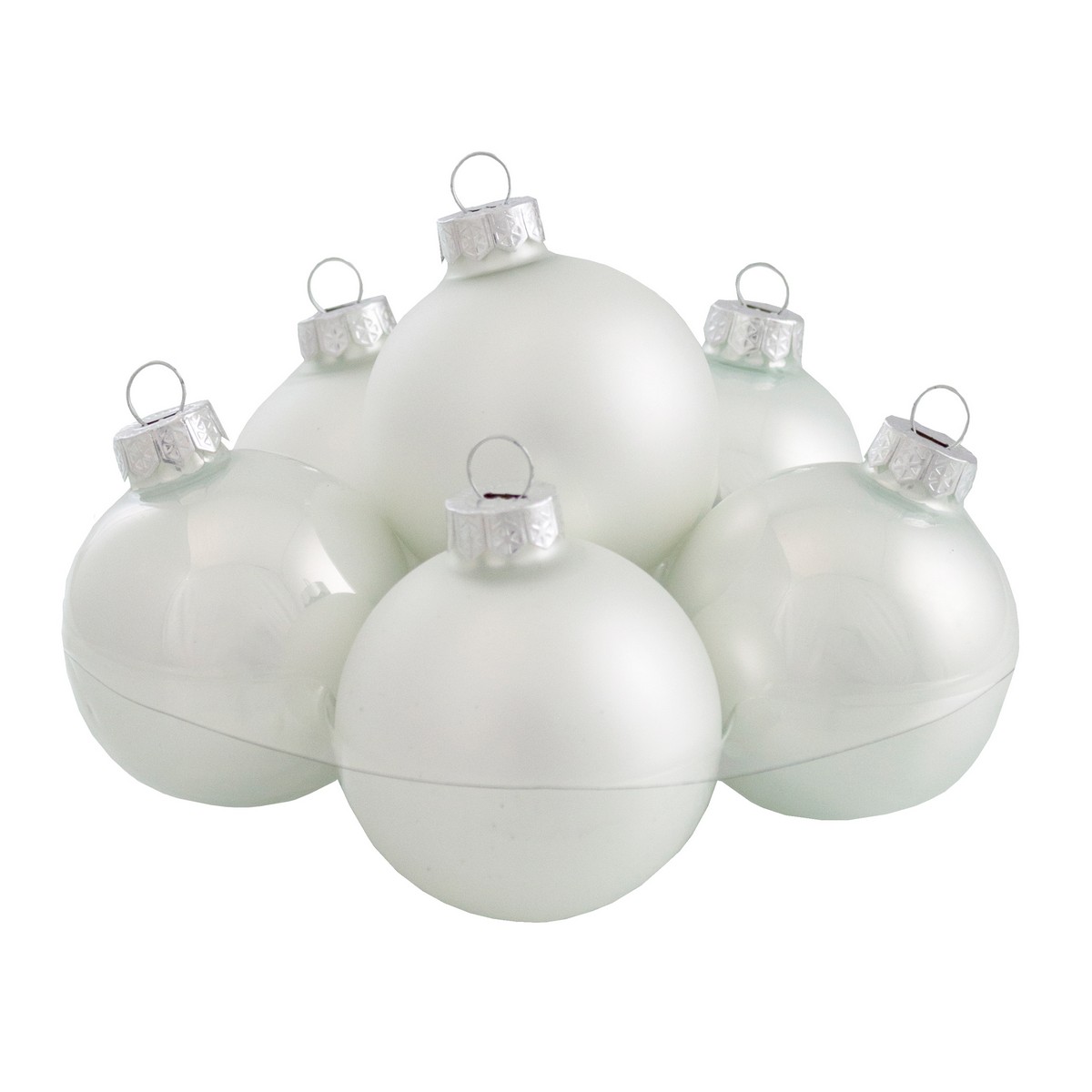 Набор шаров 15шт. в тубе (стекло), D6см, в асс., бел. в интернет-магазине флористических аксессуаров Азалия Декор