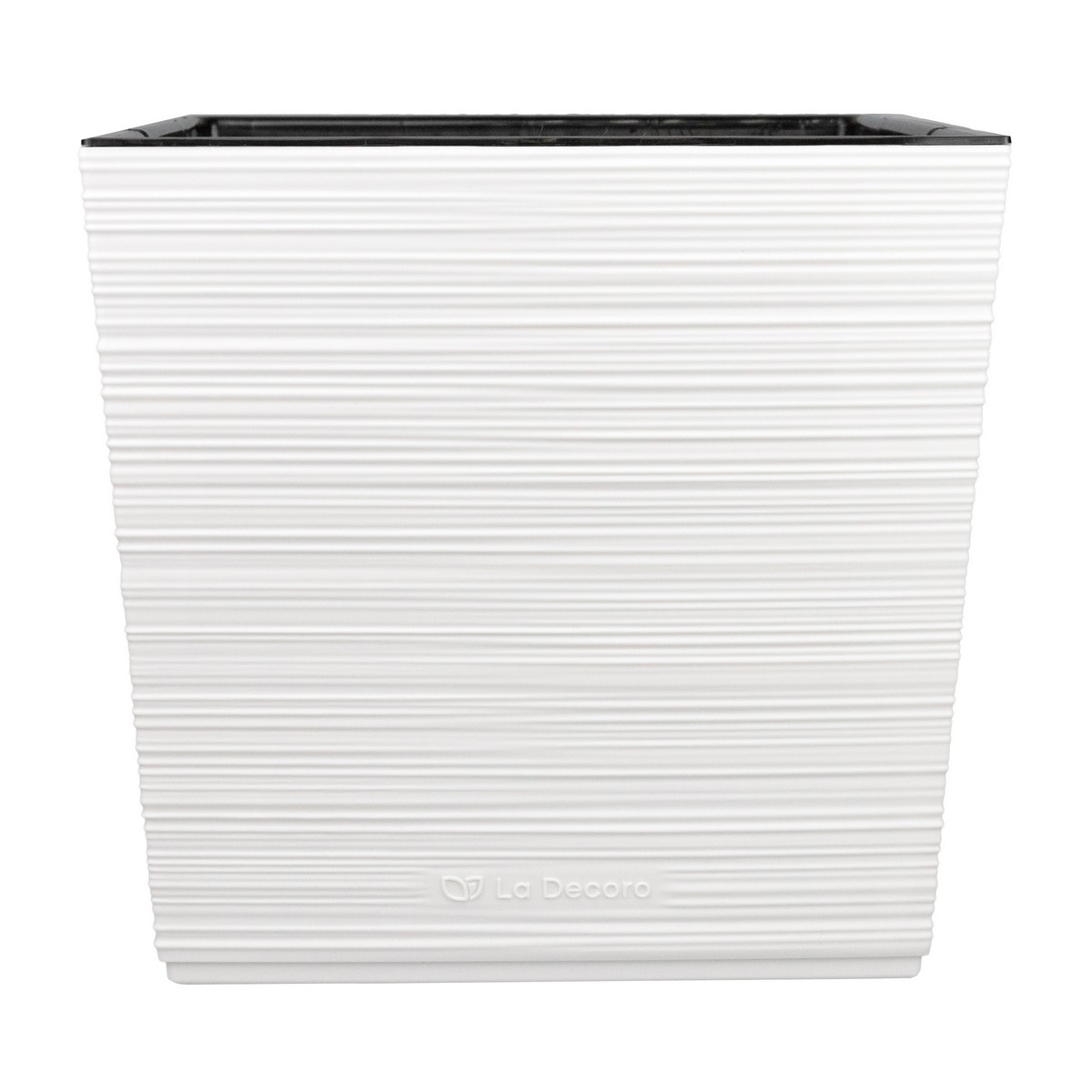 Кашпо квадратное со вставкой Ля Декоро (пластик), 32х32xH30,5см, 19л, белый в интернет-магазине флористических аксессуаров Азалия Декор
