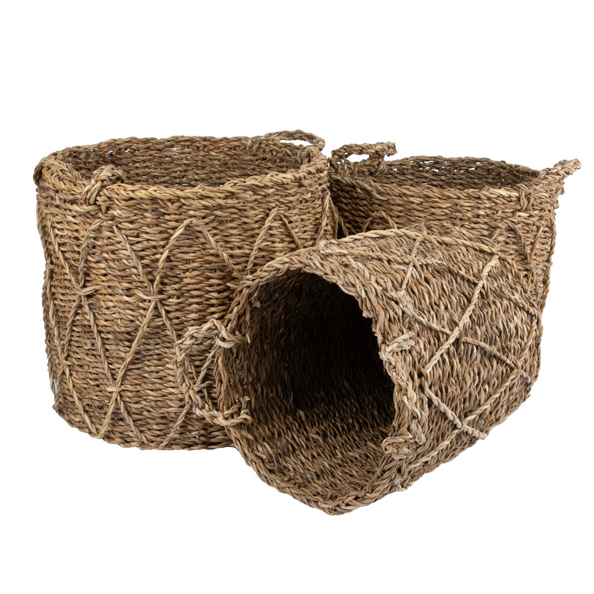 Набор корзин плетеных 3шт. (растительный материал), D37xH30см, натуральный в интернет-магазине флористических аксессуаров Азалия Декор