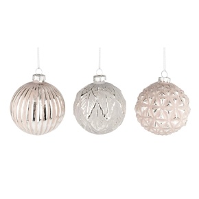 Украшение подвесное Шар (стекло), D8см, серый/серебряный в интернет-магазине флористических аксессуаров Азалия Декор