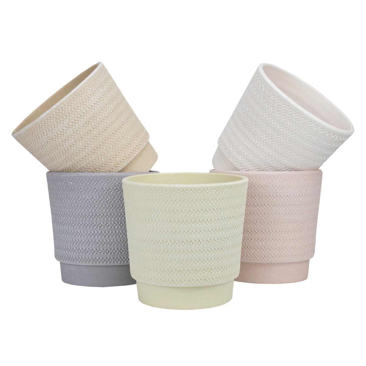 Кашпо Ришелье (керамика), D16xH16см, 1,9л, цв. в асс. в интернет-магазине флористических аксессуаров Азалия Декор