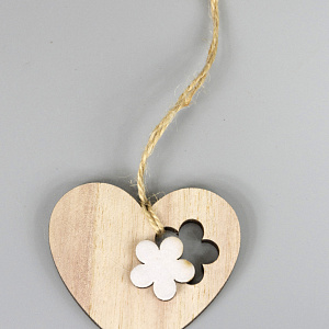 Украшение подвесное Сердце, 6х7см, белый в интернет-магазине флористических аксессуаров Азалия Декор