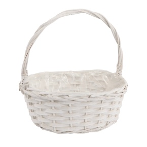 Корзина плетеная (ива), D30x12xH30см, белый в интернет-магазине флористических аксессуаров Азалия Декор