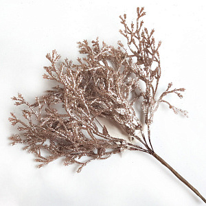 Ветка Туи с глиттером на вставке, H20см, шампань в интернет-магазине флористических аксессуаров Азалия Декор