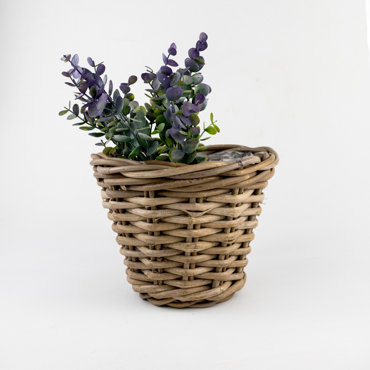 Кашпо плетеное (ротанг), D20хH17см,серый в интернет-магазине флористических аксессуаров Азалия Декор