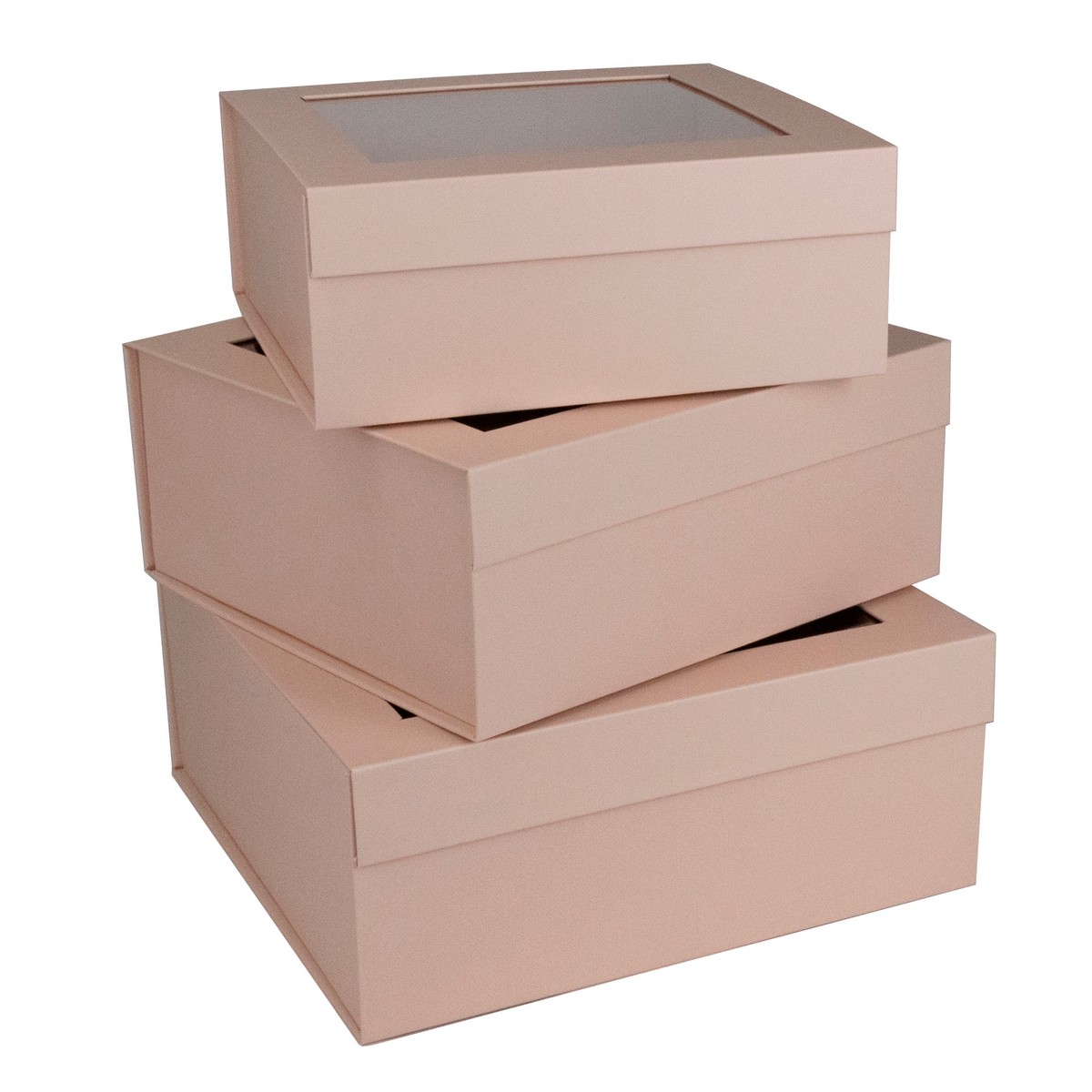 Набор коробок подарочных квадратных 3шт., 26,5х25,5хН11,2см, нежно-розовый в интернет-магазине флористических аксессуаров Азалия Декор