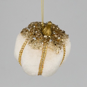 Украшение подвесное Тыква, D8см, кремовый в интернет-магазине флористических аксессуаров Азалия Декор