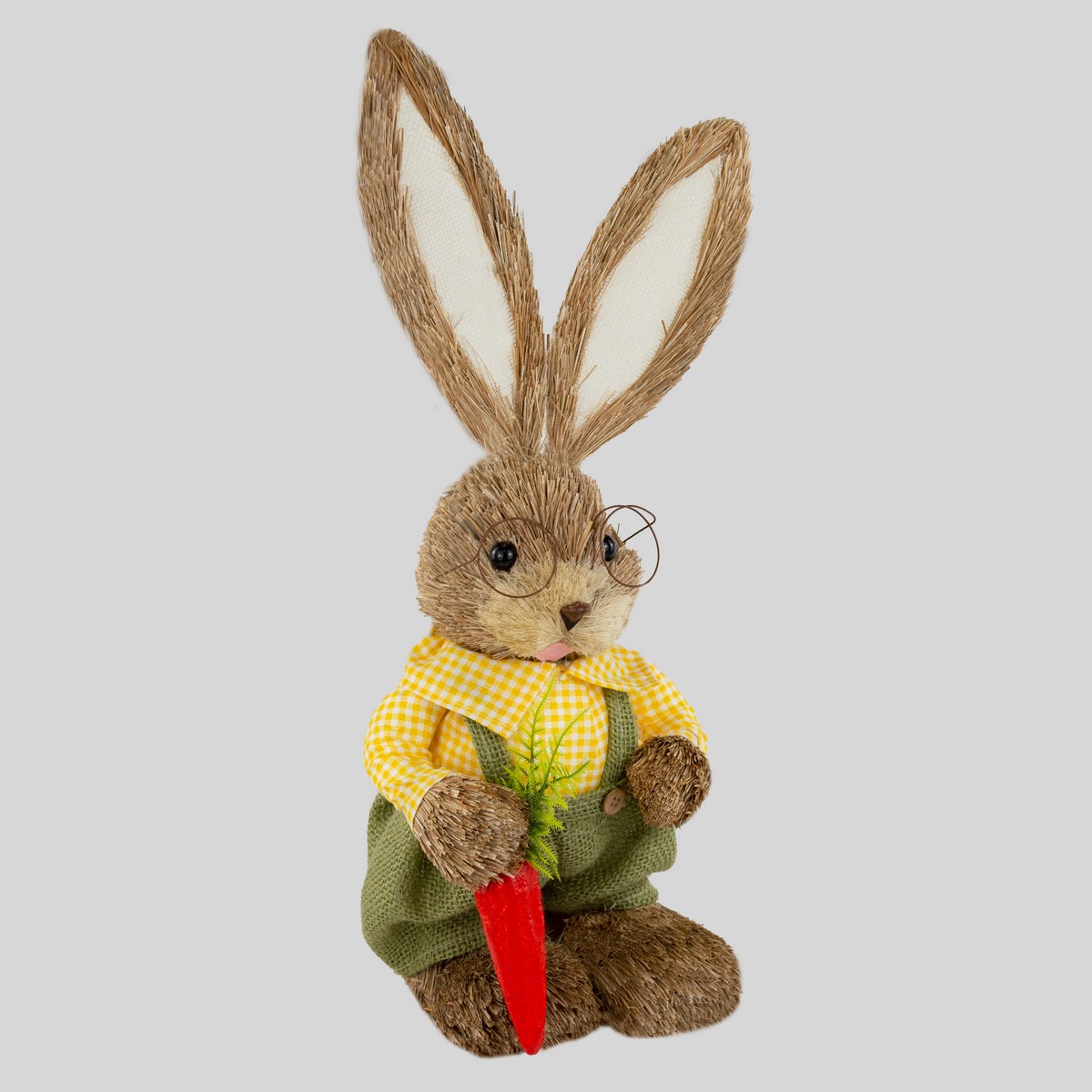 Сувенир Заяц Мальчик/Девочка (пенопласт/трава), H45см, в асс., коричневый в интернет-магазине флористических аксессуаров Азалия Декор