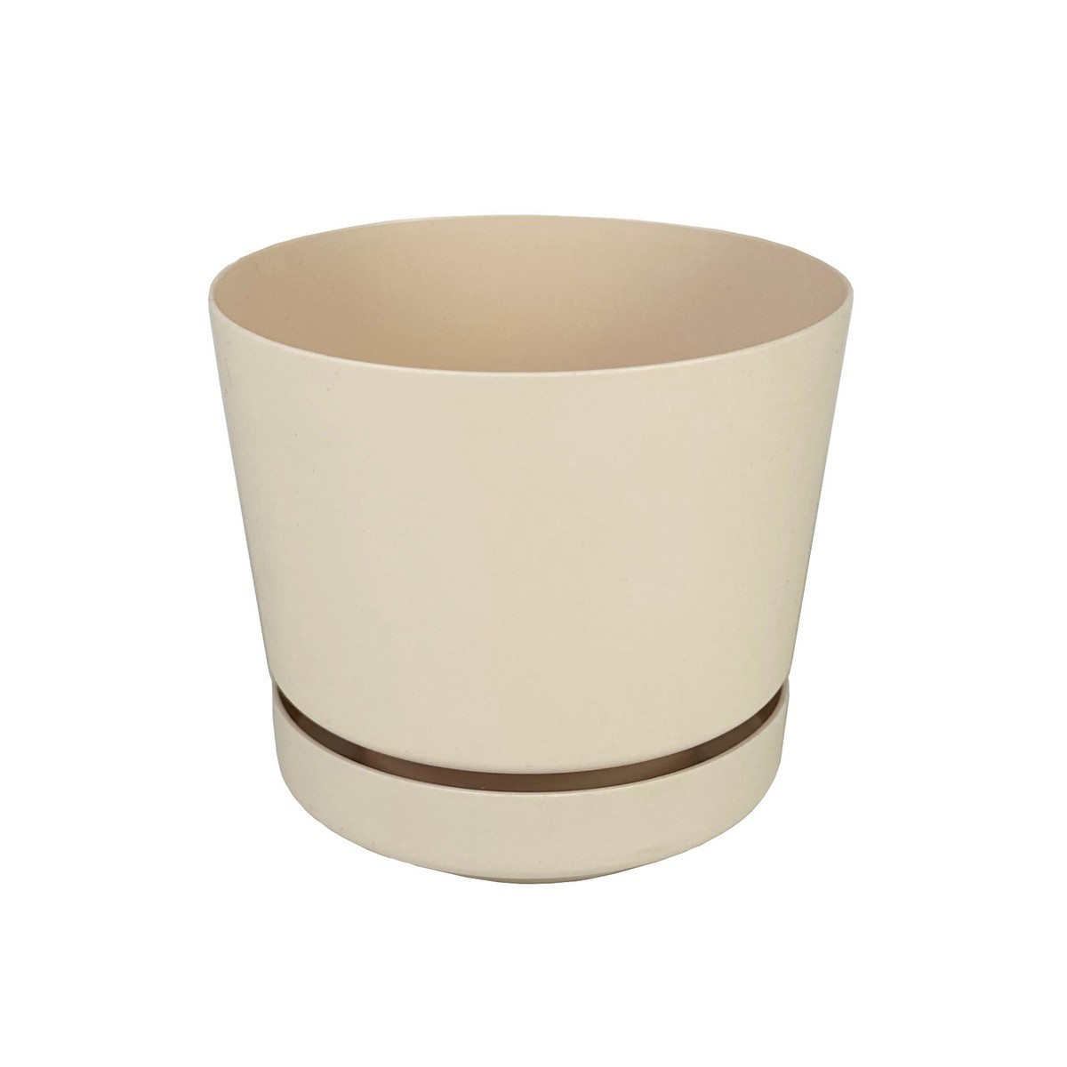 Цв. горшок Тренд (пластик), D12xH11см, 0,8л, кремовый в интернет-магазине флористических аксессуаров Азалия Декор